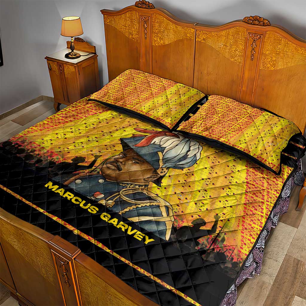 Marcus Garvey Quilt Bed Set Yellow African Pattern Design Pan African Flag Civil Rights Movement Tribute - Wonder Print Shop