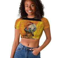 Marcus Garvey Raglan Cropped T shirt Yellow African Pattern Design Pan African Flag Civil Rights Movement Tribute TS04