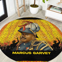 Marcus Garvey Round Carpet Yellow African Pattern Design Pan African Flag Civil Rights Movement Tribute - Wonder Print Shop