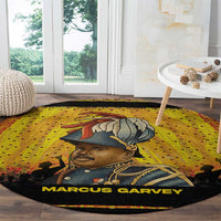 Marcus Garvey Round Carpet Yellow African Pattern Design Pan African Flag Civil Rights Movement Tribute - Wonder Print Shop