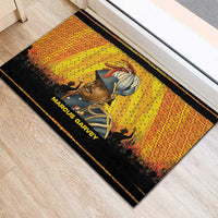 Marcus Garvey Rubber Doormat Yellow African Pattern Design Pan African Flag Civil Rights Movement Tribute - Wonder Print Shop