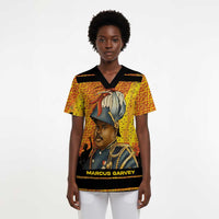 Marcus Garvey Scrub Top Yellow African Pattern Design Pan African Flag Civil Rights Movement Tribute - Wonder Print Shop