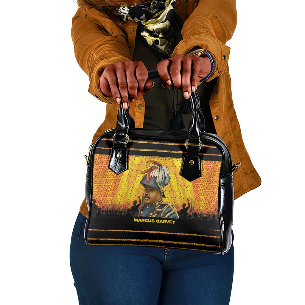 Marcus Garvey Shoulder Handbag Yellow African Pattern Design Pan African Flag Civil Rights Movement Tribute - Wonder Print Shop