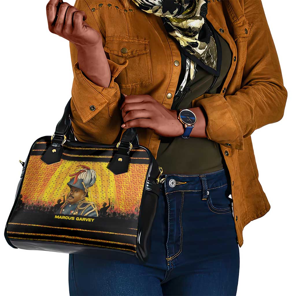 Marcus Garvey Shoulder Handbag Yellow African Pattern Design Pan African Flag Civil Rights Movement Tribute - Wonder Print Shop