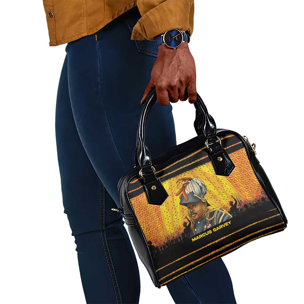 Marcus Garvey Shoulder Handbag Yellow African Pattern Design Pan African Flag Civil Rights Movement Tribute - Wonder Print Shop