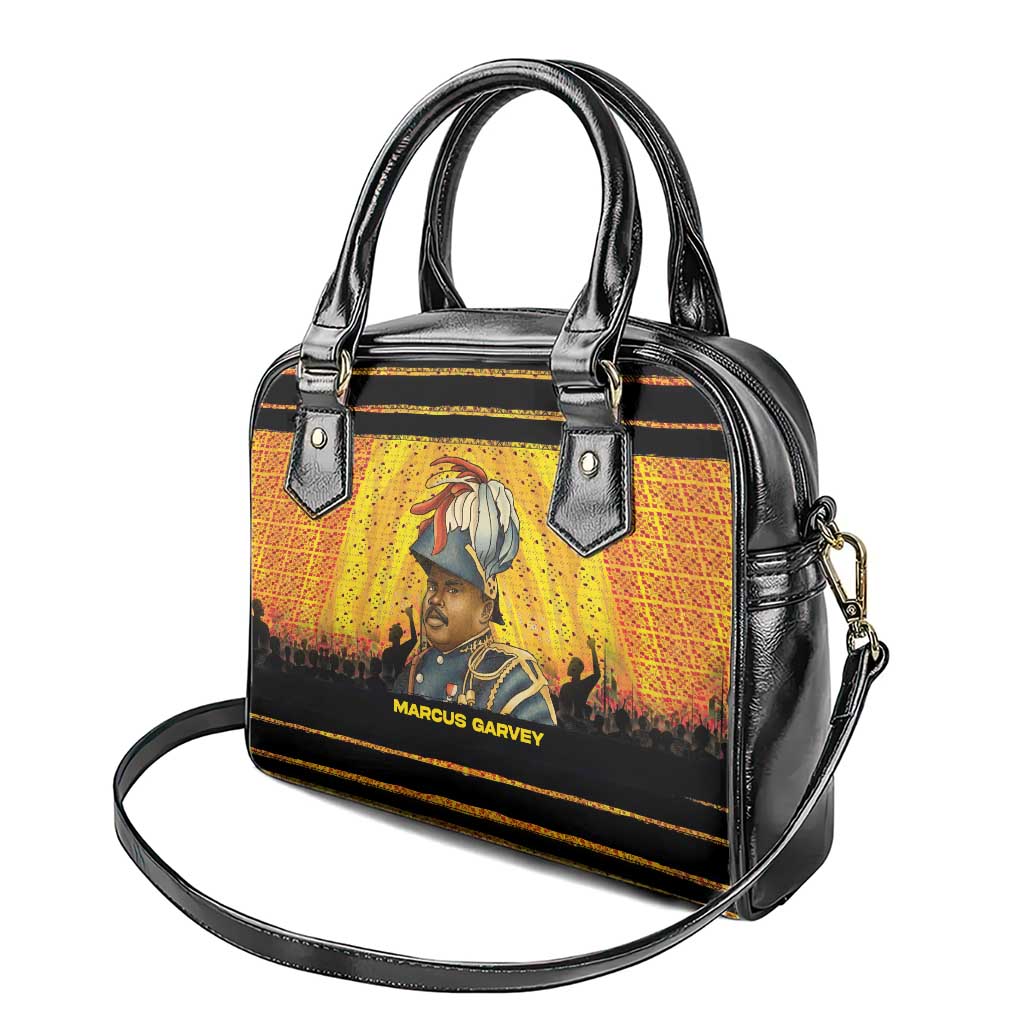 Marcus Garvey Shoulder Handbag Yellow African Pattern Design Pan African Flag Civil Rights Movement Tribute - Wonder Print Shop