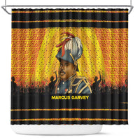 Marcus Garvey Shower Curtain Yellow African Pattern Design Pan African Flag Civil Rights Movement Tribute - Wonder Print Shop
