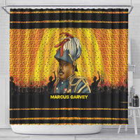 Marcus Garvey Shower Curtain Yellow African Pattern Design Pan African Flag Civil Rights Movement Tribute - Wonder Print Shop