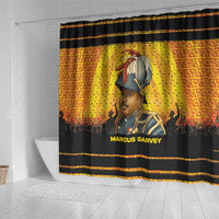 Marcus Garvey Shower Curtain Yellow African Pattern Design Pan African Flag Civil Rights Movement Tribute - Wonder Print Shop