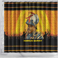 Marcus Garvey Shower Curtain Yellow African Pattern Design Pan African Flag Civil Rights Movement Tribute - Wonder Print Shop