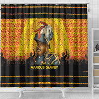 Marcus Garvey Shower Curtain Yellow African Pattern Design Pan African Flag Civil Rights Movement Tribute - Wonder Print Shop