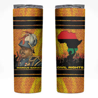 Marcus Garvey Skinny Tumbler Yellow African Pattern Design Pan African Flag Civil Rights Movement Tribute - Wonder Print Shop