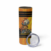 Marcus Garvey Skinny Tumbler Yellow African Pattern Design Pan African Flag Civil Rights Movement Tribute - Wonder Print Shop