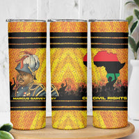 Marcus Garvey Skinny Tumbler Yellow African Pattern Design Pan African Flag Civil Rights Movement Tribute - Wonder Print Shop