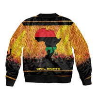 Marcus Garvey Sleeve Zip Bomber Jacket Yellow African Pattern Design Pan African Flag Civil Rights Movement Tribute - Wonder Print Shop