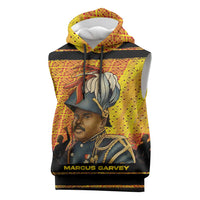 Marcus Garvey Sleeveless Hoodie Yellow African Pattern Design Pan African Flag Civil Rights Movement Tribute - Wonder Print Shop