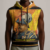 Marcus Garvey Sleeveless Hoodie Yellow African Pattern Design Pan African Flag Civil Rights Movement Tribute - Wonder Print Shop