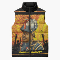 Marcus Garvey Sleeveless Puffer Jacket Yellow African Pattern Design Pan African Flag Civil Rights Movement Tribute - Wonder Print Shop