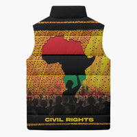 Marcus Garvey Sleeveless Puffer Jacket Yellow African Pattern Design Pan African Flag Civil Rights Movement Tribute - Wonder Print Shop