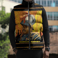 Marcus Garvey Sleeveless Puffer Jacket Yellow African Pattern Design Pan African Flag Civil Rights Movement Tribute - Wonder Print Shop