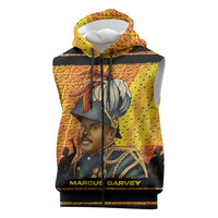 Marcus Garvey Sleeveless Zip Hoodie Yellow African Pattern Design Pan African Flag Civil Rights Movement Tribute - Wonder Print Shop