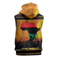 Marcus Garvey Sleeveless Zip Hoodie Yellow African Pattern Design Pan African Flag Civil Rights Movement Tribute - Wonder Print Shop