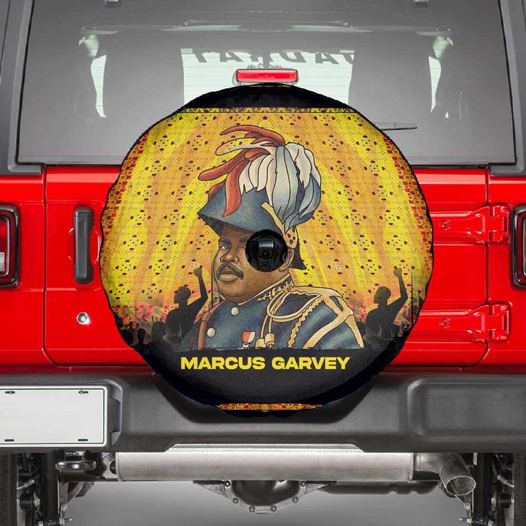 Marcus Garvey Spare Tire Cover Yellow African Pattern Design Pan African Flag Civil Rights Movement Tribute - Wonder Print Shop