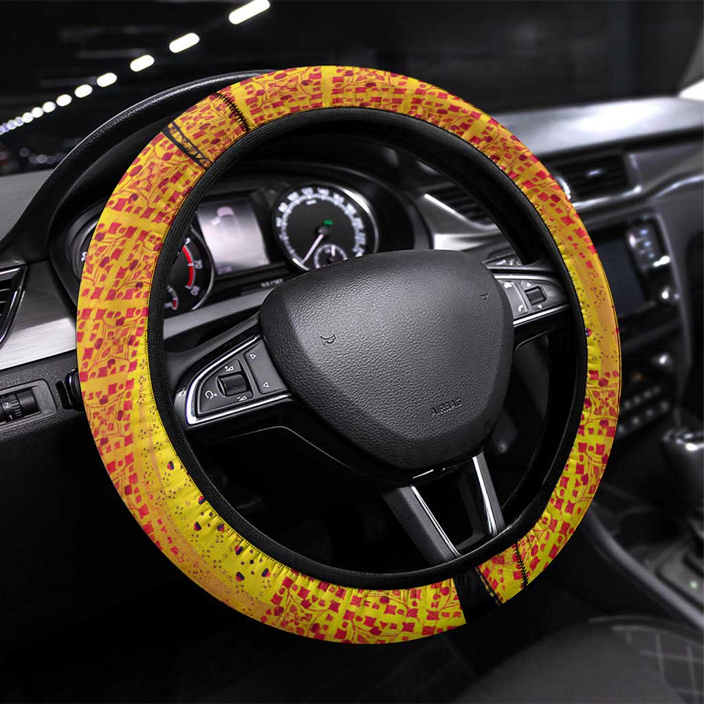 Marcus Garvey Steering Wheel Cover Yellow African Pattern Design Pan African Flag Civil Rights Movement Tribute - Wonder Print Shop