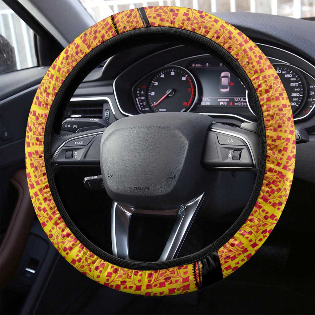 Marcus Garvey Steering Wheel Cover Yellow African Pattern Design Pan African Flag Civil Rights Movement Tribute - Wonder Print Shop