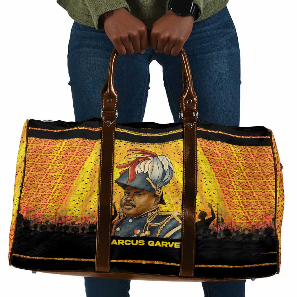 Marcus Garvey Travel Bag Yellow African Pattern Design Pan African Flag Civil Rights Movement Tribute - Wonder Print Shop