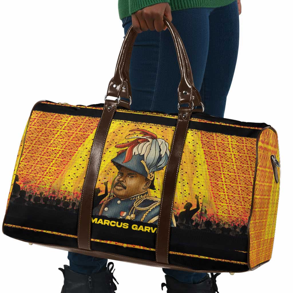 Marcus Garvey Travel Bag Yellow African Pattern Design Pan African Flag Civil Rights Movement Tribute - Wonder Print Shop