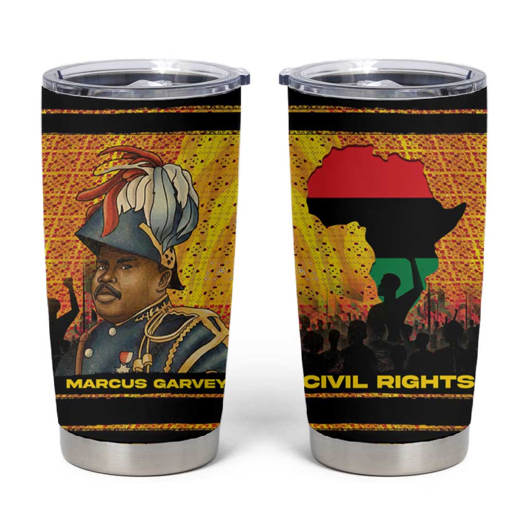 Marcus Garvey Tumbler Cup Yellow African Pattern Design Pan African Flag Civil Rights Movement Tribute - Wonder Print Shop