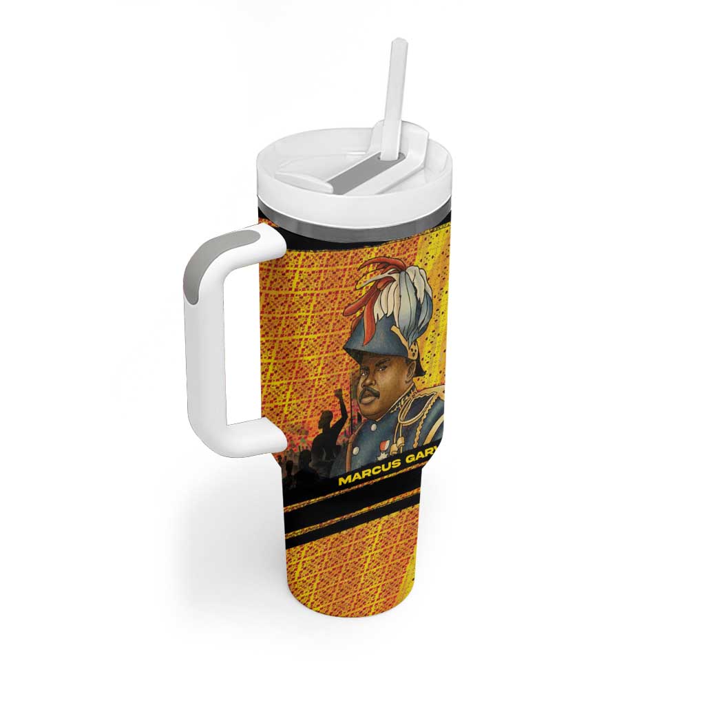 Marcus Garvey Tumbler With Handle Yellow African Pattern Design Pan African Flag Civil Rights Movement Tribute - Wonder Print Shop