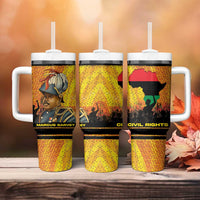 Marcus Garvey Tumbler With Handle Yellow African Pattern Design Pan African Flag Civil Rights Movement Tribute - Wonder Print Shop