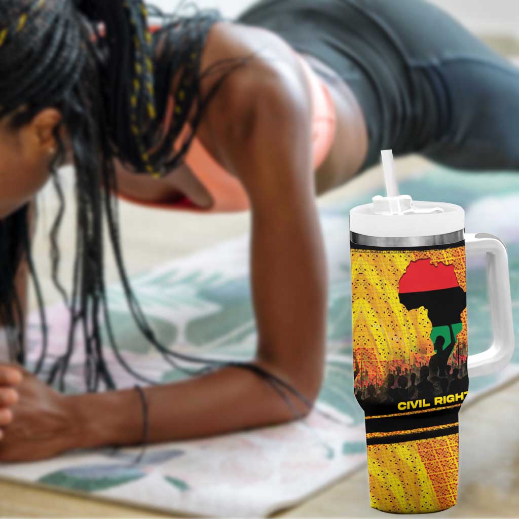Marcus Garvey Tumbler With Handle Yellow African Pattern Design Pan African Flag Civil Rights Movement Tribute - Wonder Print Shop