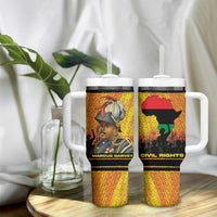 Marcus Garvey Tumbler With Handle Yellow African Pattern Design Pan African Flag Civil Rights Movement Tribute - Wonder Print Shop
