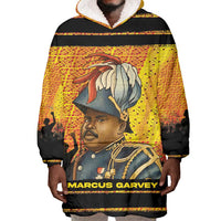 Marcus Garvey Wearable Blanket Hoodie Yellow African Pattern Design Pan African Flag Civil Rights Movement Tribute - Wonder Print Shop
