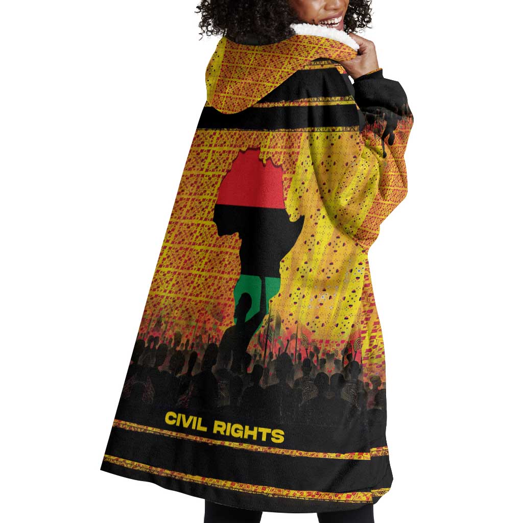 Marcus Garvey Wearable Blanket Hoodie Yellow African Pattern Design Pan African Flag Civil Rights Movement Tribute - Wonder Print Shop