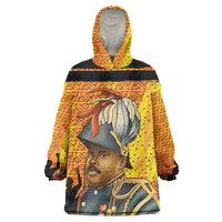 Marcus Garvey Wearable Blanket Hoodie Yellow African Pattern Design Pan African Flag Civil Rights Movement Tribute - Wonder Print Shop