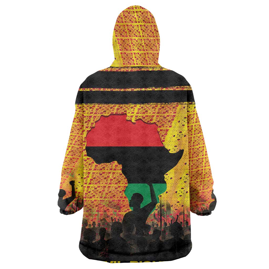 Marcus Garvey Wearable Blanket Hoodie Yellow African Pattern Design Pan African Flag Civil Rights Movement Tribute - Wonder Print Shop