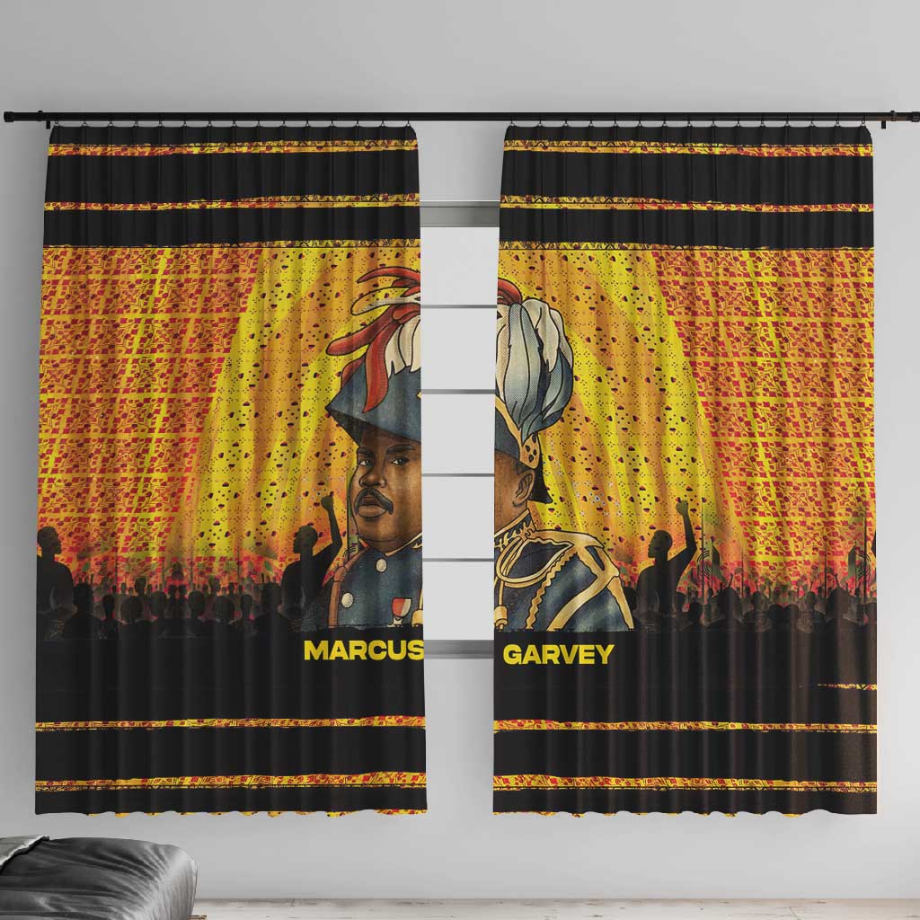 Marcus Garvey Window Curtain Yellow African Pattern Design Pan African Flag Civil Rights Movement Tribute - Wonder Print Shop