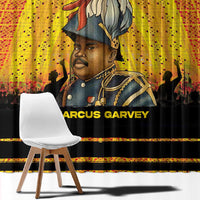 Marcus Garvey Window Curtain Yellow African Pattern Design Pan African Flag Civil Rights Movement Tribute - Wonder Print Shop
