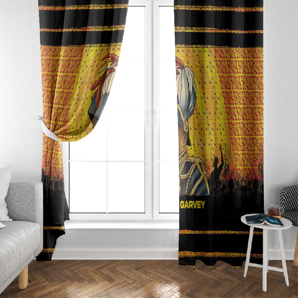 Marcus Garvey Window Curtain Yellow African Pattern Design Pan African Flag Civil Rights Movement Tribute - Wonder Print Shop