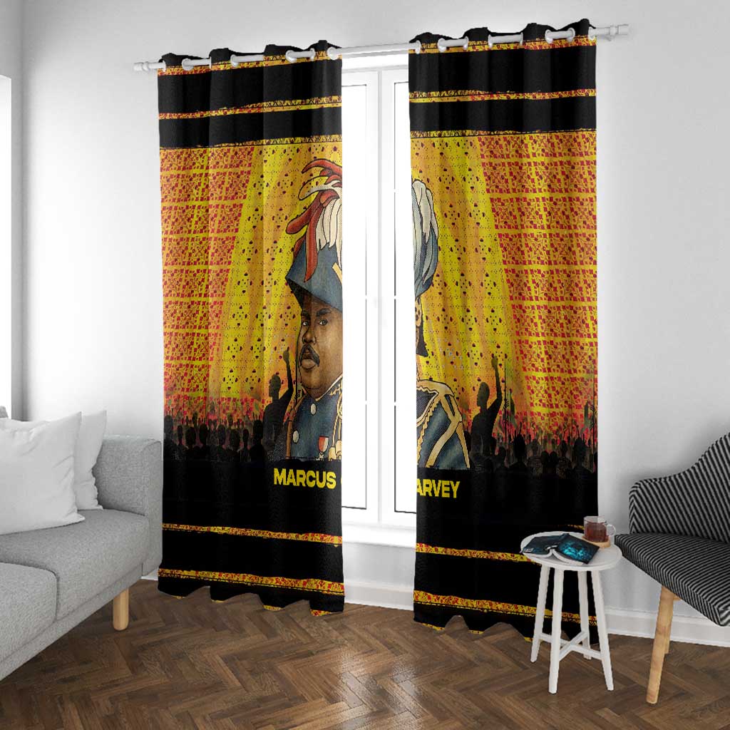 Marcus Garvey Window Curtain Yellow African Pattern Design Pan African Flag Civil Rights Movement Tribute - Wonder Print Shop