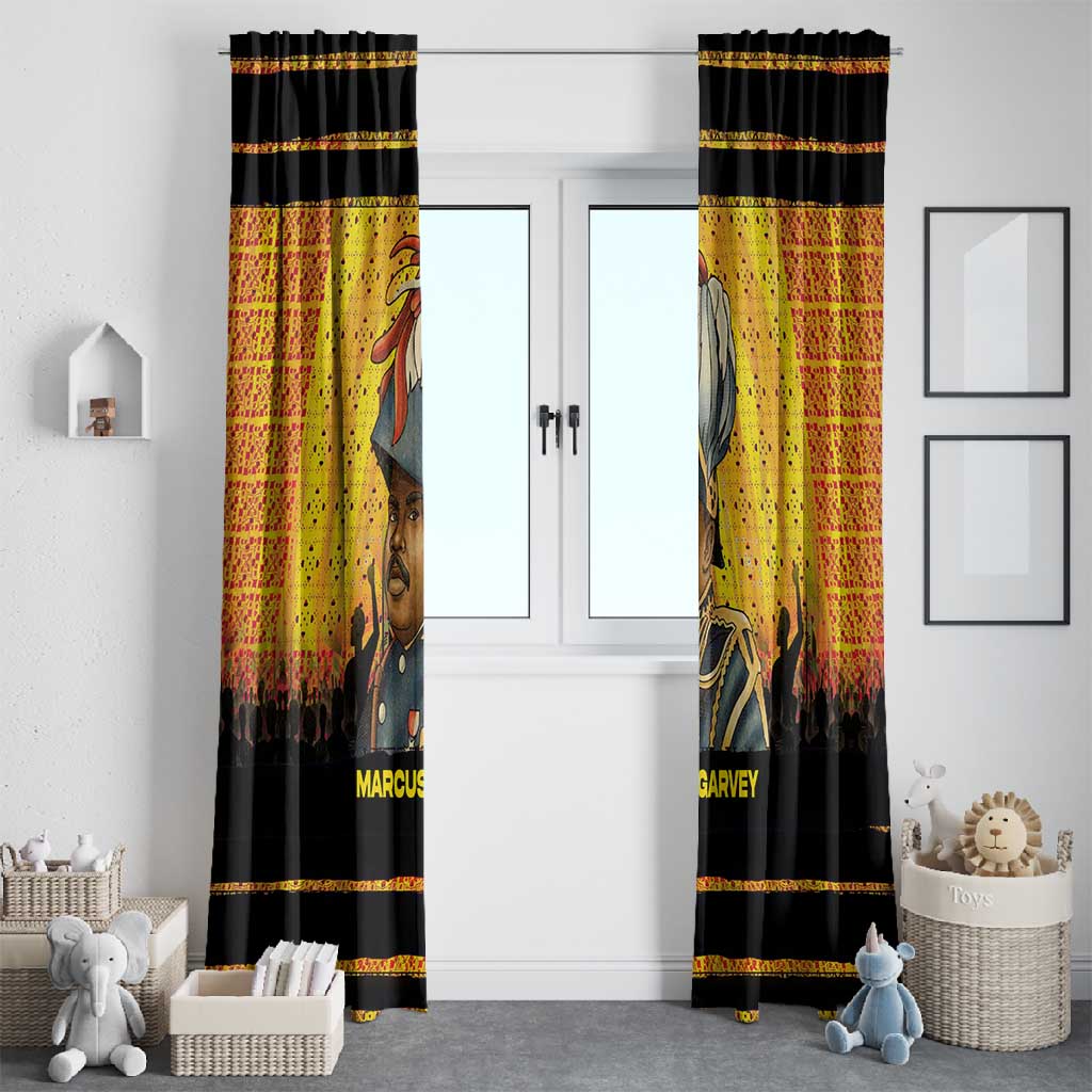Marcus Garvey Window Curtain Yellow African Pattern Design Pan African Flag Civil Rights Movement Tribute - Wonder Print Shop