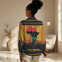 Marcus Garvey Women Casual Shirt Yellow African Pattern Design Pan African Flag Civil Rights Movement Tribute - Wonder Print Shop
