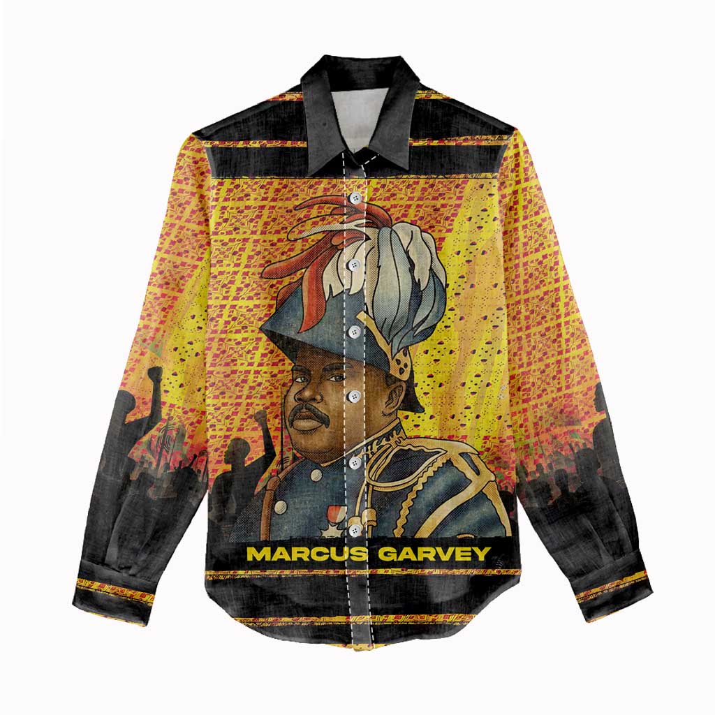 Marcus Garvey Women Casual Shirt Yellow African Pattern Design Pan African Flag Civil Rights Movement Tribute - Wonder Print Shop