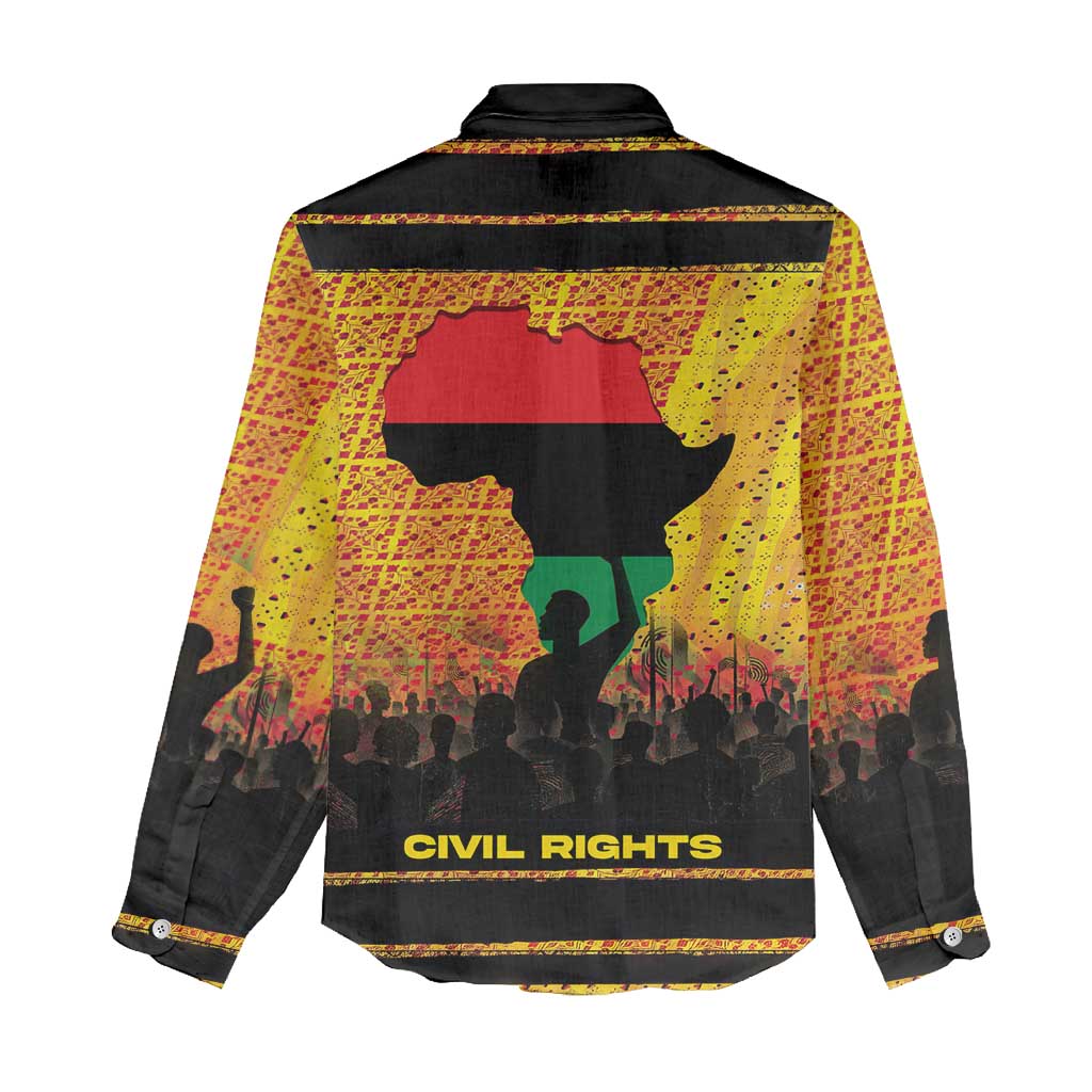 Marcus Garvey Women Casual Shirt Yellow African Pattern Design Pan African Flag Civil Rights Movement Tribute - Wonder Print Shop