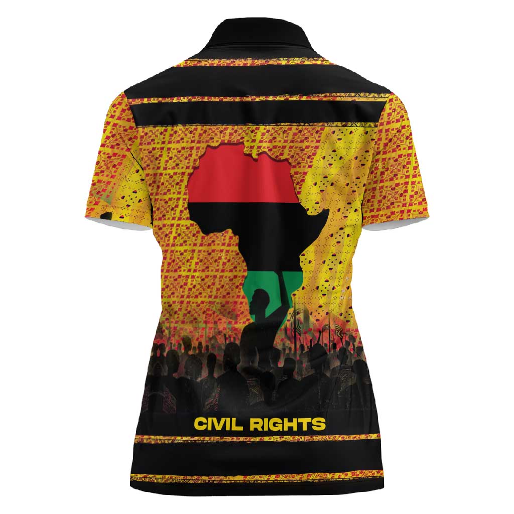 Marcus Garvey Women Polo Shirt Yellow African Pattern Design Pan African Flag Civil Rights Movement Tribute TS04
