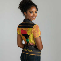 Marcus Garvey Women Polo Shirt Yellow African Pattern Design Pan African Flag Civil Rights Movement Tribute TS04